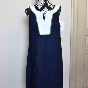 NWT Missy J.Howard Navy Nautical Linen Dress